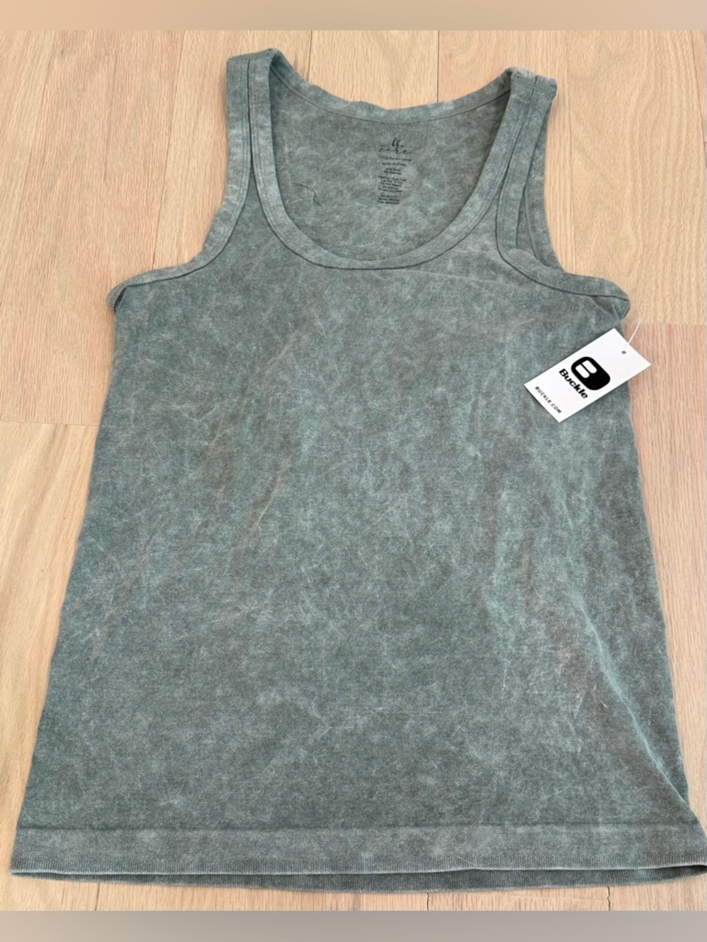 NEW Buckle L/XL Shelf Bra Tank Top Green Acid Wash NWT